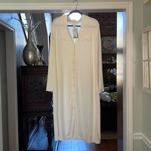 H&M ivory ribbed long dress NWT